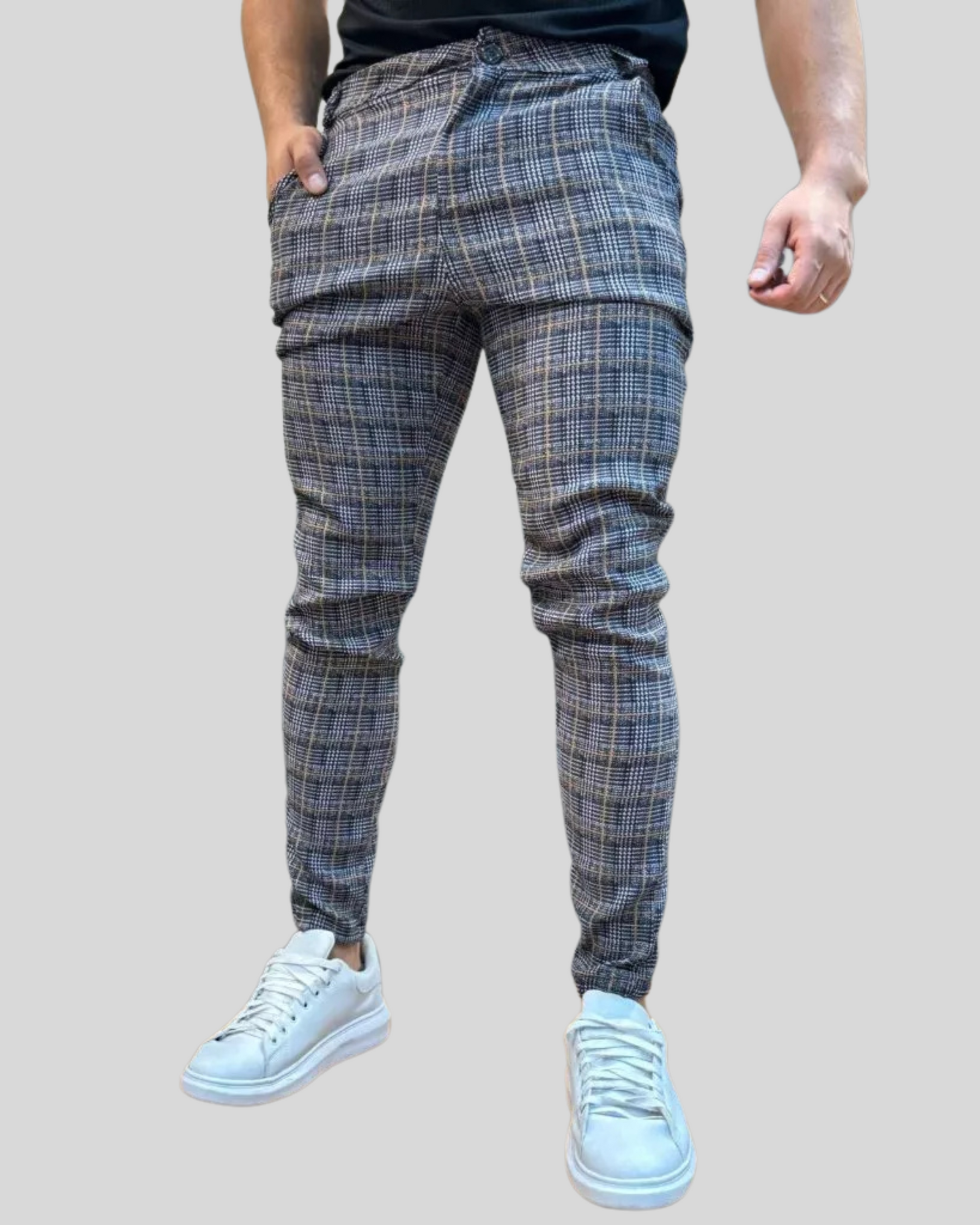 Calça Executiva Xadrez Bengaline - Edição Limitada Grafite