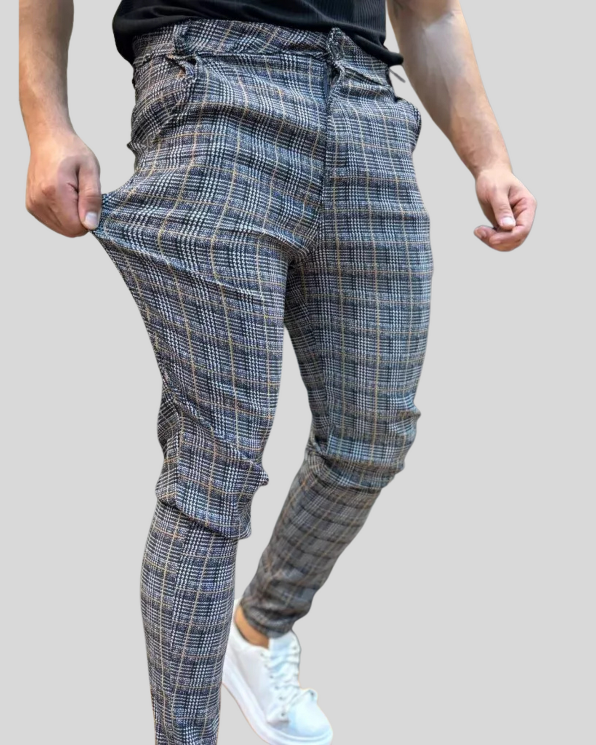 Calça Executiva Xadrez Bengaline - Edição Limitada Grafite