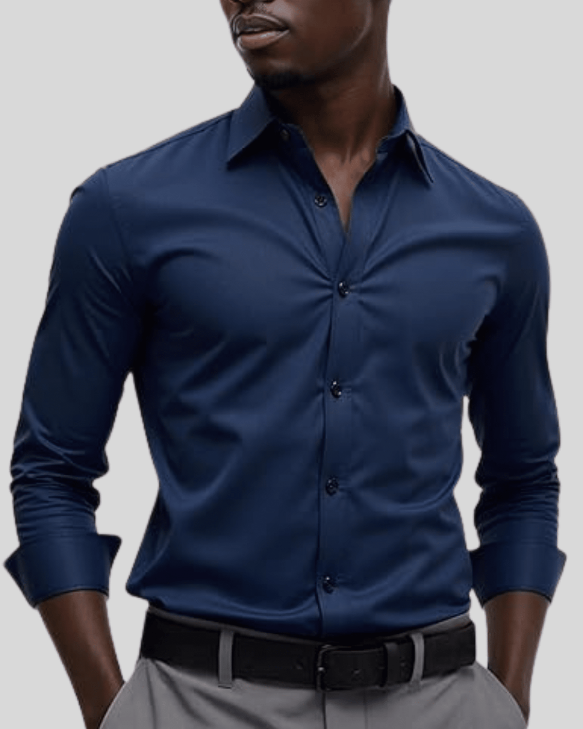 Camisa Masculina Slim Fit em Algodão Egípcio Roupa Alfaiataria Leblon Azul escuro M 