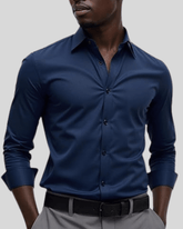 Camisa Masculina Slim Fit em Algodão Egípcio Roupa Alfaiataria Leblon Azul escuro M 