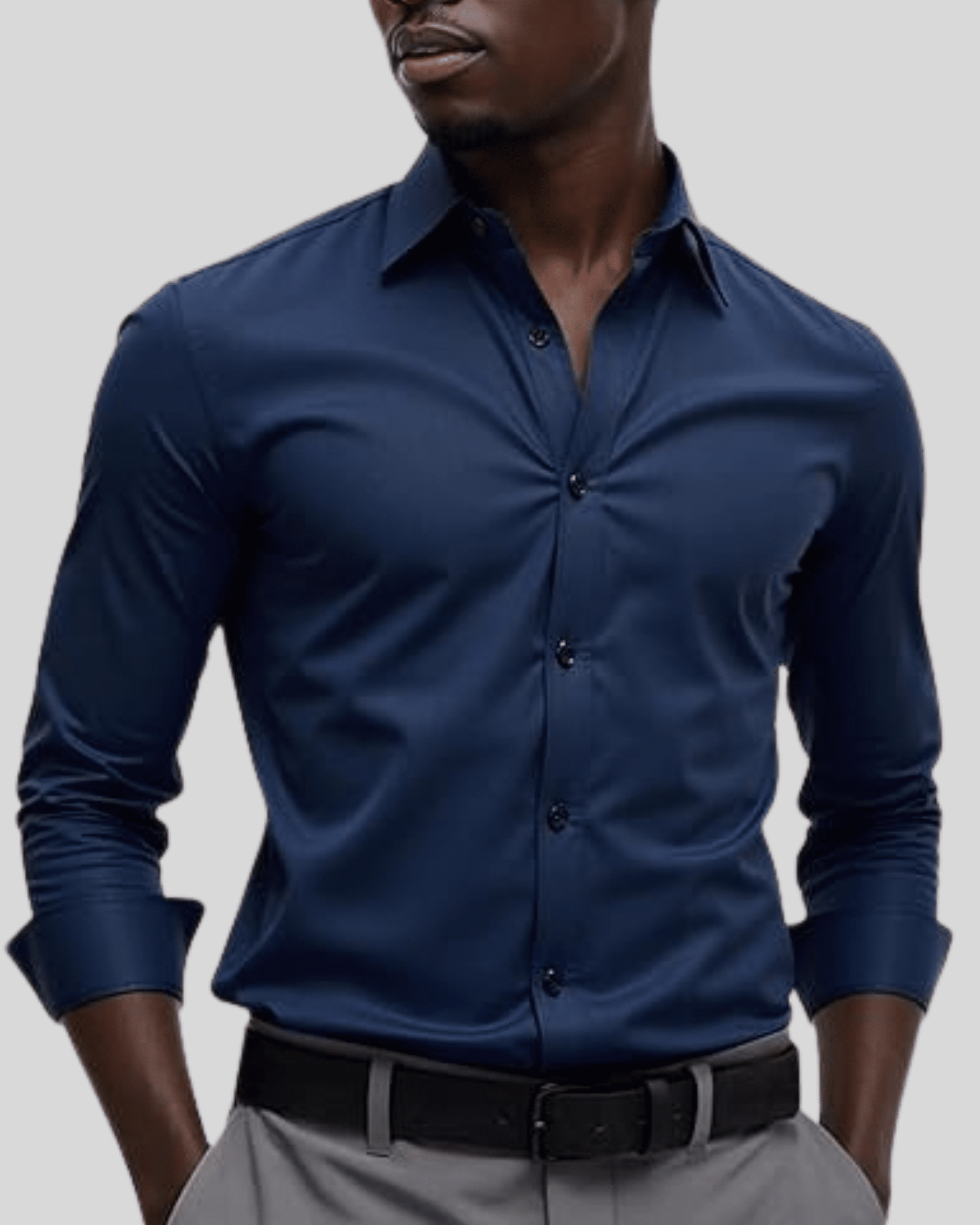 Camisa Masculina Slim Fit em Algodão Egípcio Roupa Alfaiataria Leblon Azul escuro M 