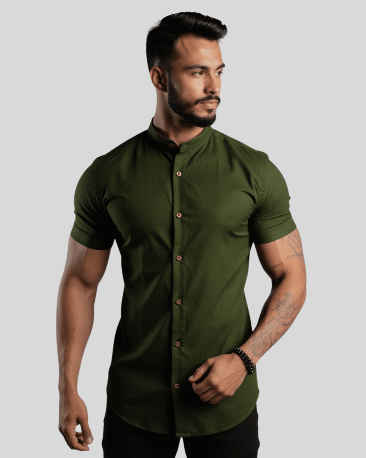 Camisa Social Masculina em Linho e Algodão Premium – Gola Padre | Manga Longa Roupa Alfaiataria Leblon Marrom/verde/cinza/areia P 