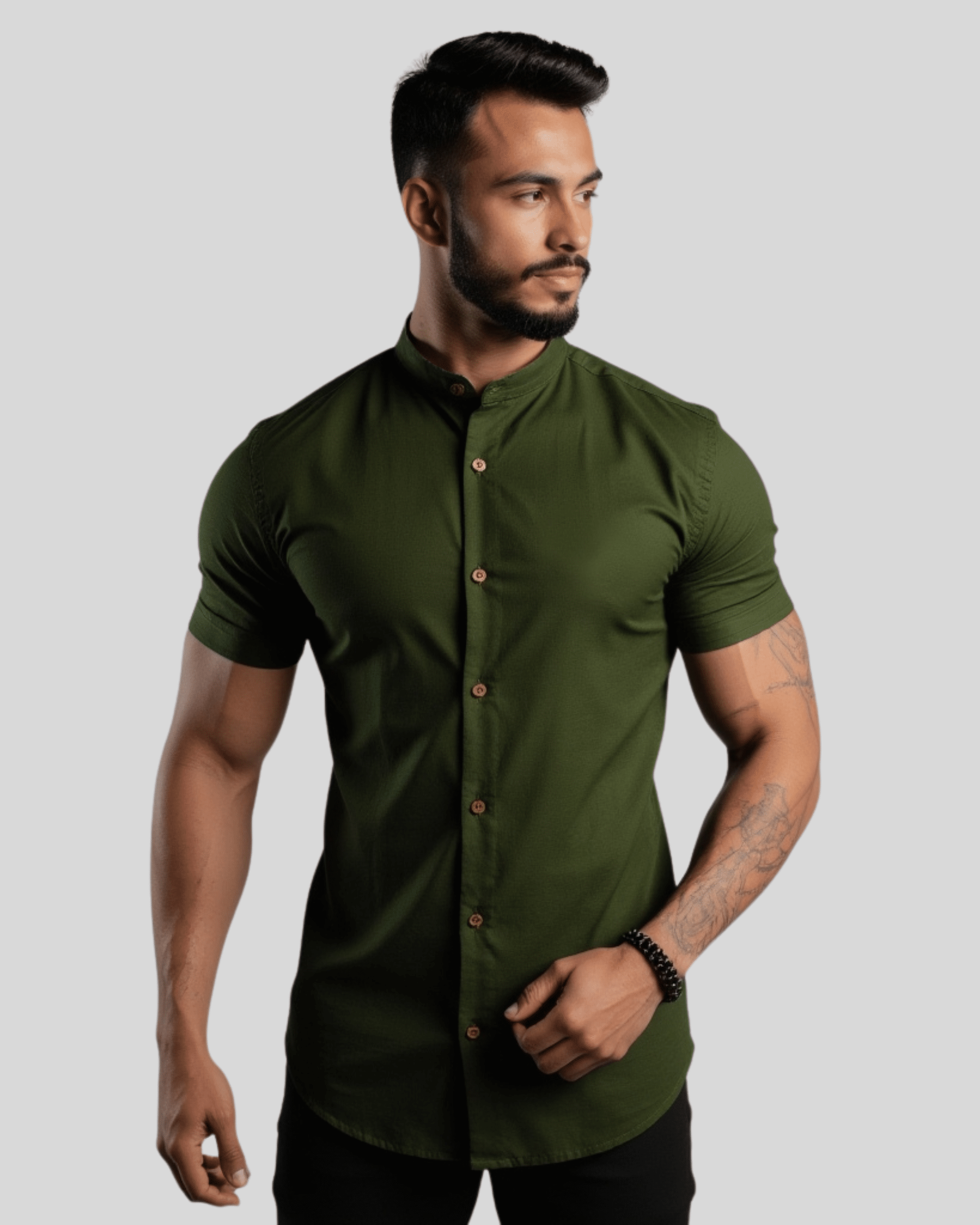 Camisa Social Masculina em Linho e Algodão Premium – Gola Padre | Manga Longa Roupa Alfaiataria Leblon Marrom/verde/cinza/areia P 