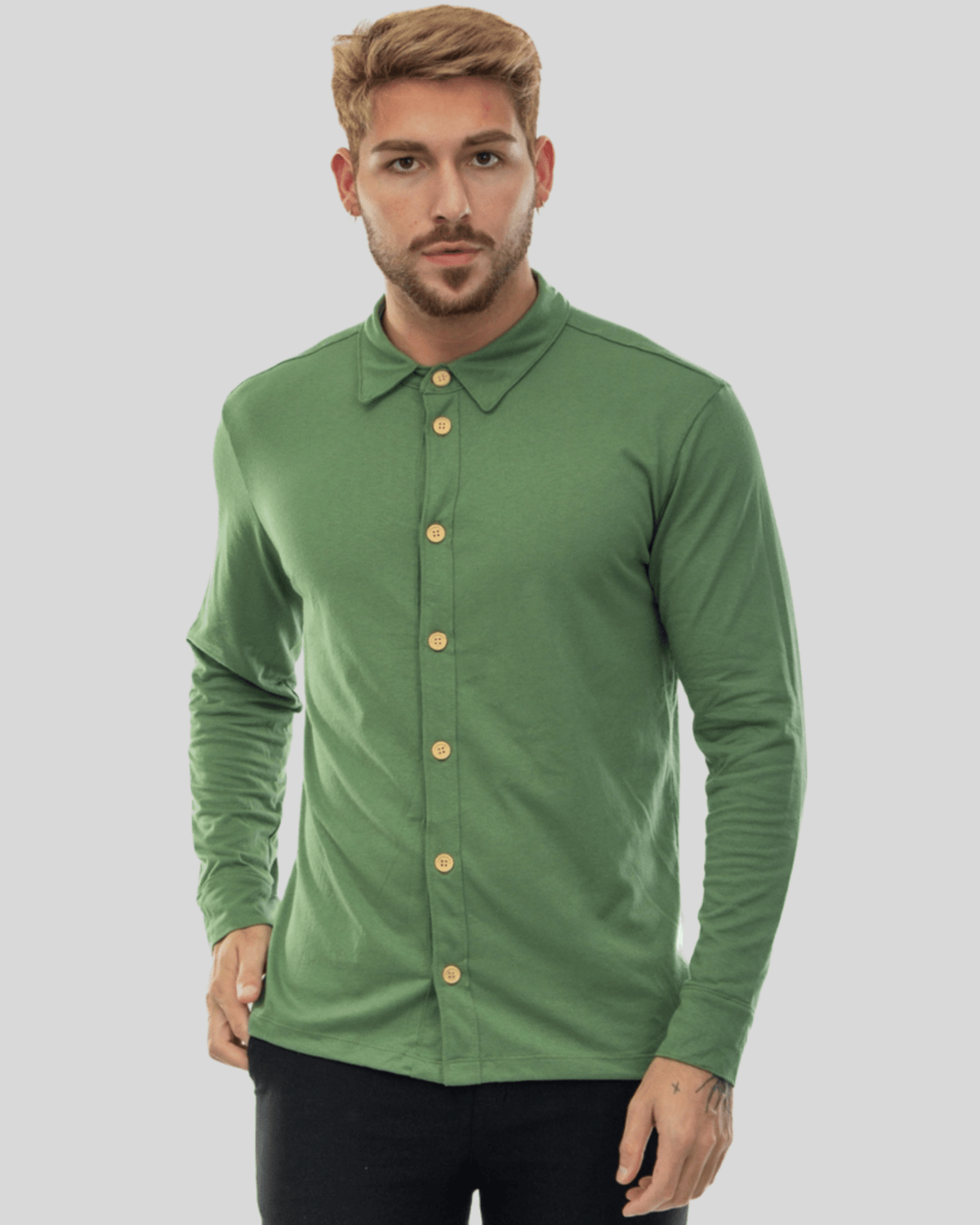 Camisa Slim Sustentável Leblon Alfaiataria Roupa Alfaiataria Leblon Marrom/verde/cinza/areia P 