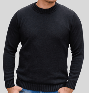 Suéter Clássico em Lã Merino - Gola Redonda Vestuario Alfaiataria Leblon P Preto 