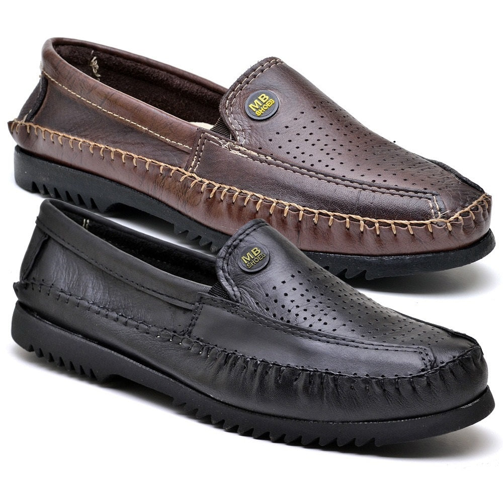 Kit com 2 Pares de Mocassins Masculinos em Couro Legítimo - Conforto e Elegância